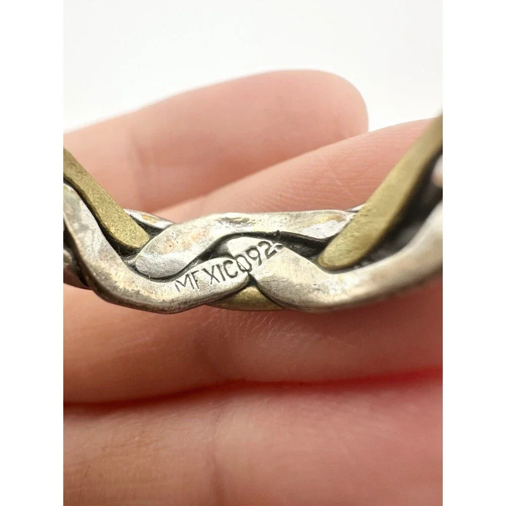 Mexico 925 Sterling Silver Brass Braided Ring Band Size 6.5